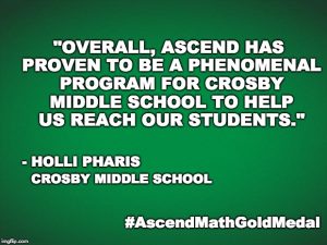 Crosby Middle School has been awarded an Ascend Math Gold Medal for 2018! #AscendMathGoldMedal #AscendMathGoldMedal