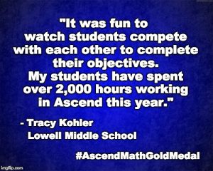 Lowell Middle School has been awarded an Ascend Math Gold Medal for 2018! #AscendMathGoldMedal