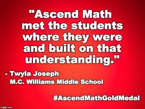 M.C. Williams Middle School has been awarded an Ascend Math Gold Medal for 2018! #AscendMathGoldMedal